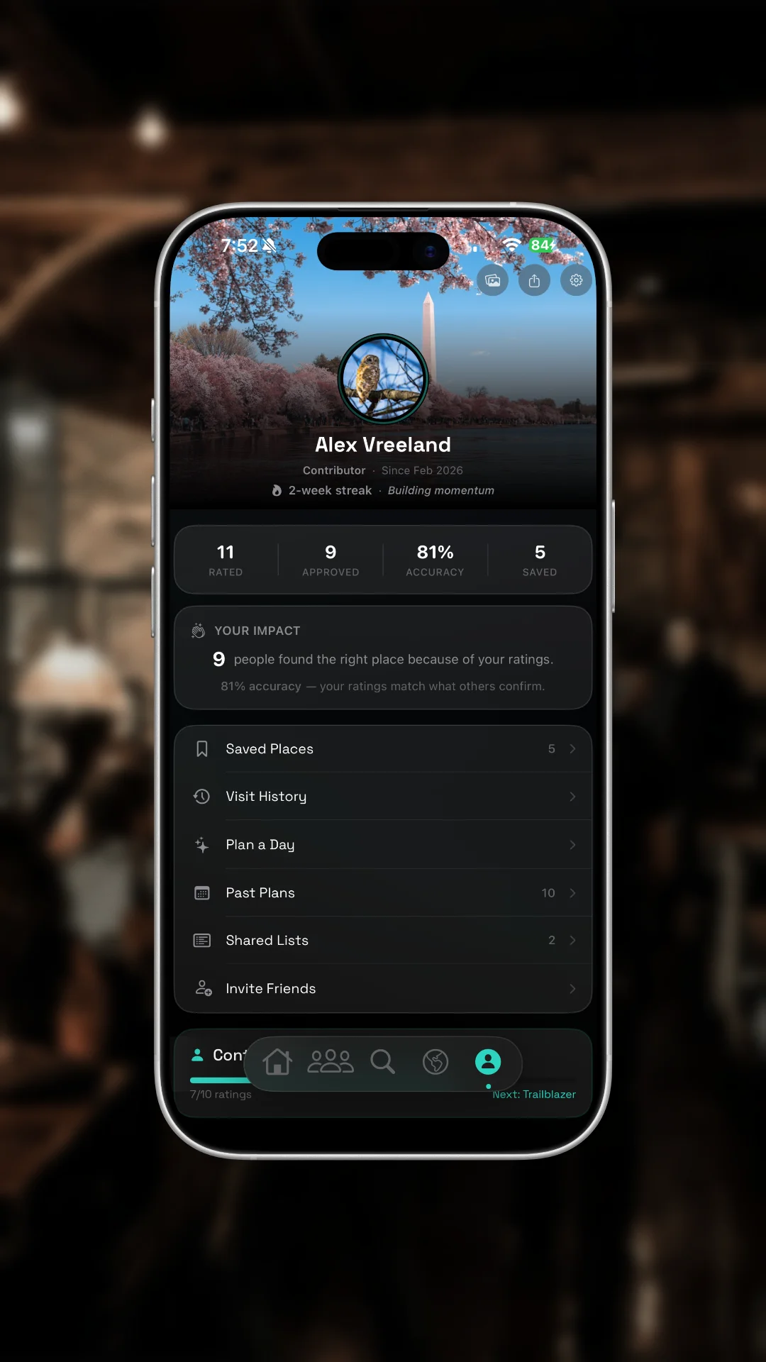 ROLLIN user profile with accessibility preferences