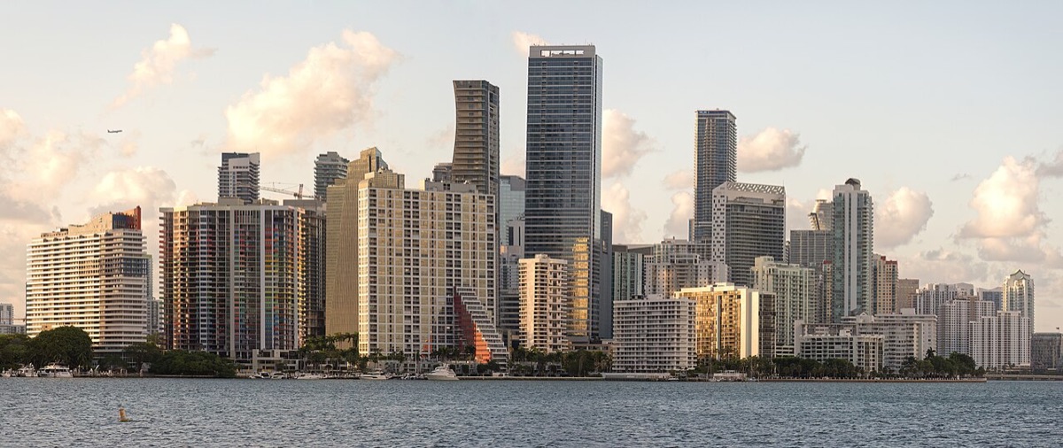 The Miami skyline across the water