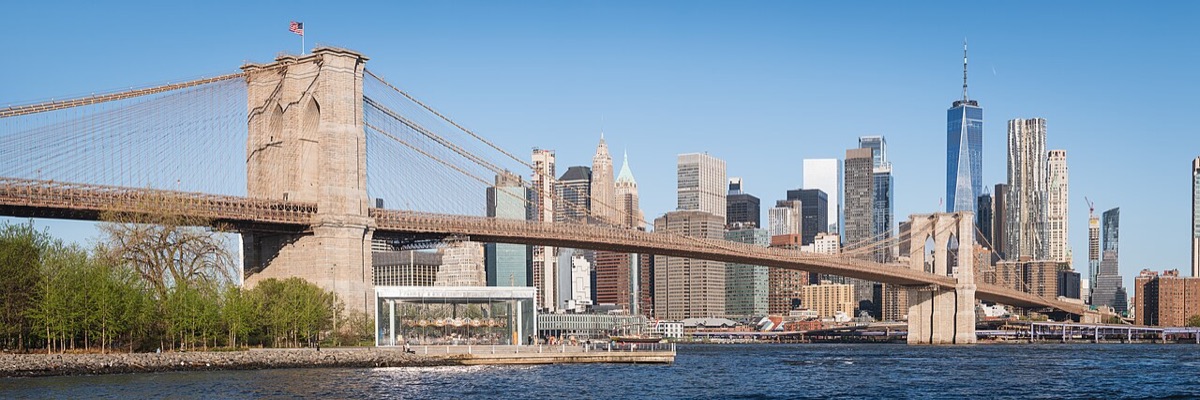 The Brooklyn Bridge and the Lower Manhattan skyline