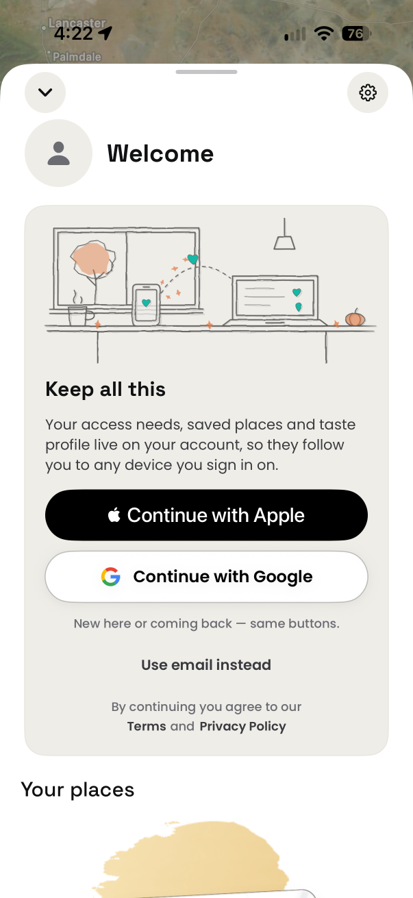 Sign-in screen