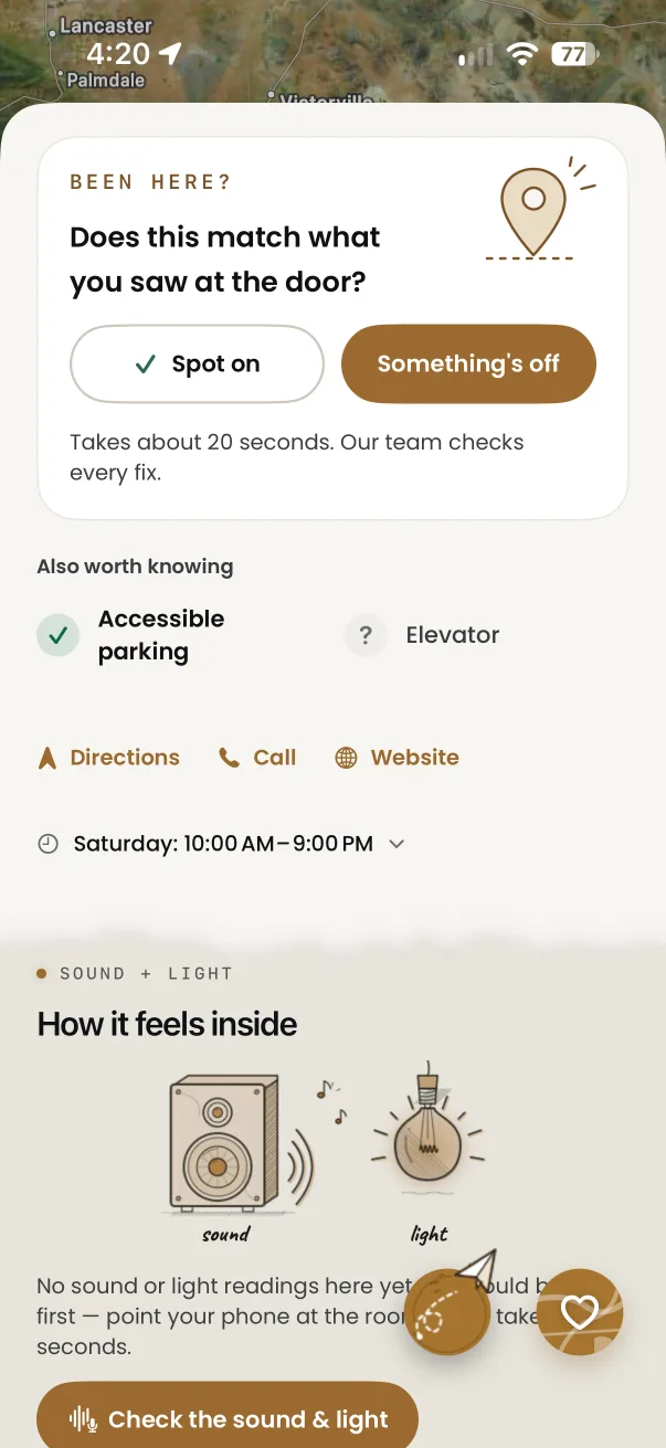 ROLLIN app screenshot: been here?, from the report something that has changed guide