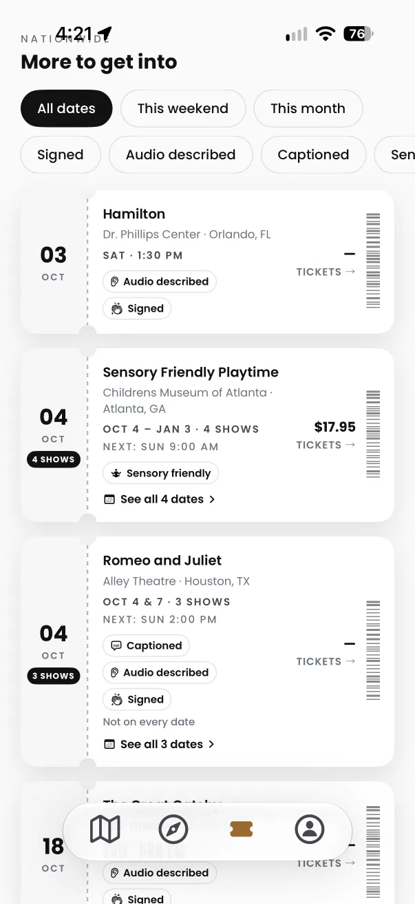 ROLLIN app screenshot: access labels, from the what the event access labels mean guide